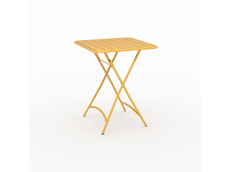 Table de jardin pliante en metal jaune beurre 2 personnes - Yumi