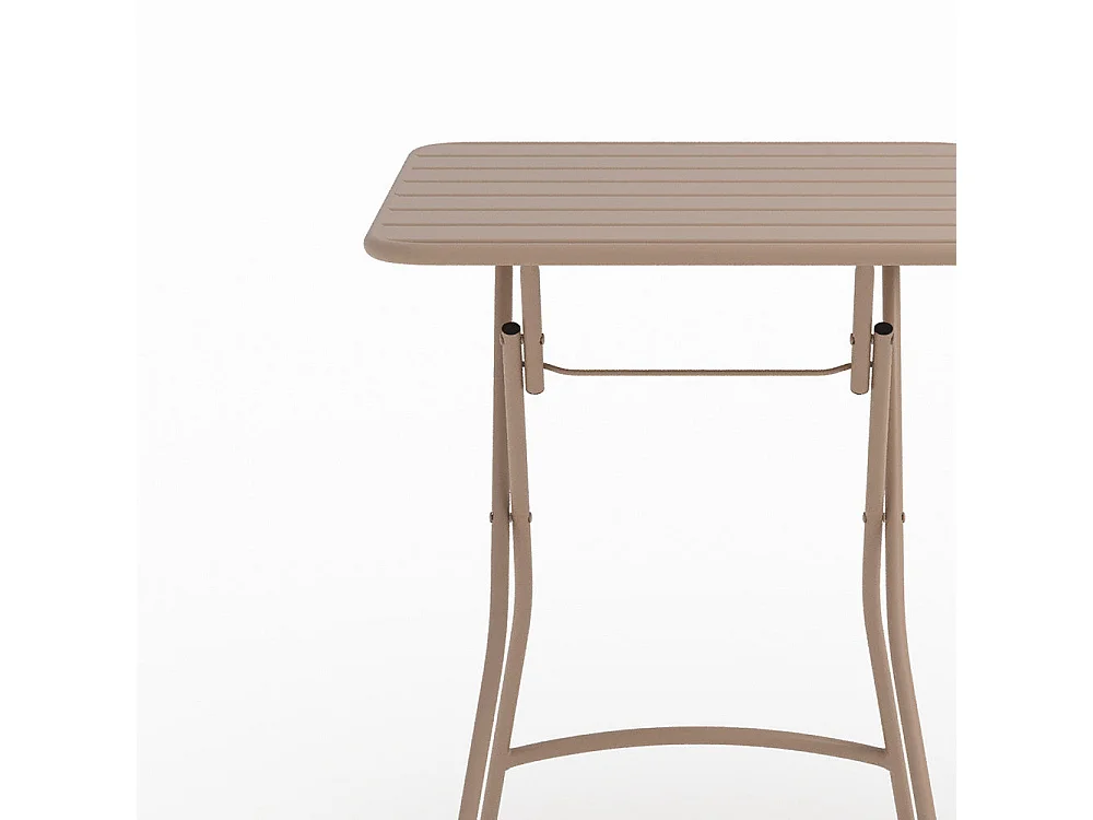 Mesa de jardín plegable de metal topo para 2 personas - Yumi