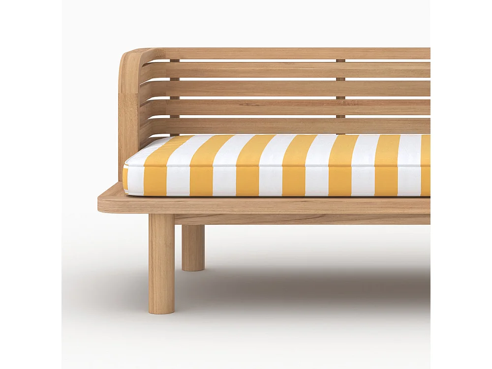 Salotto da giardino 2 posti in teak e tessuto bouclé giallo, divano - Kilda