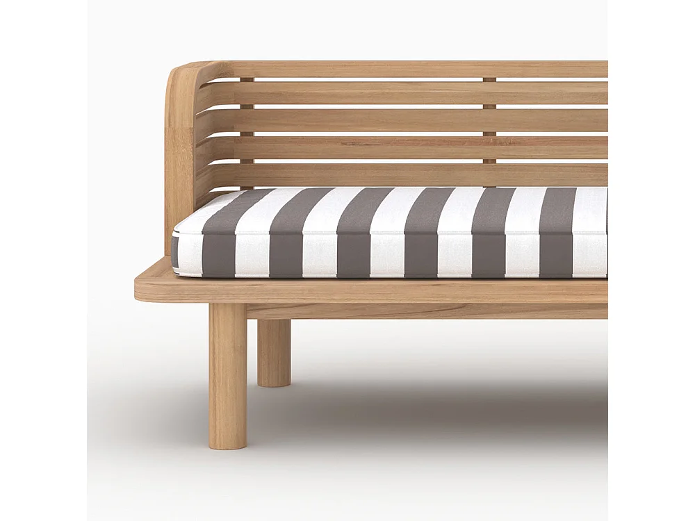 Salon de jardin 2 places en et tissu rayé gris, canapé - Kilda