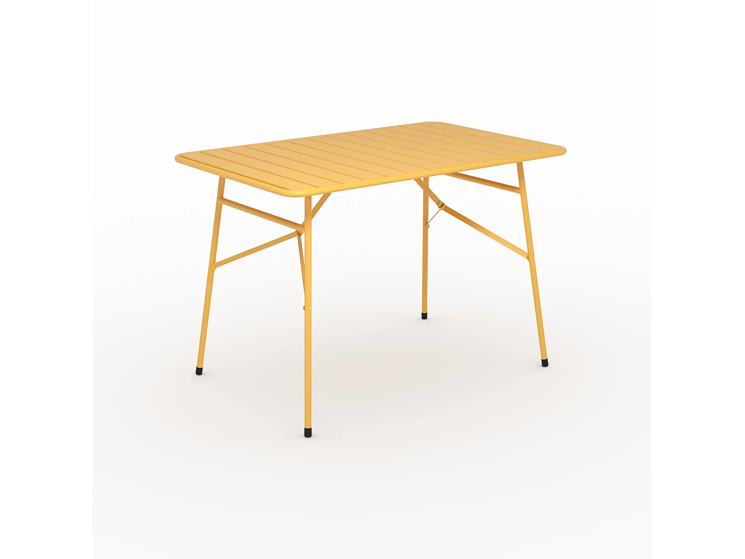 Table de jardin en metal jaune beurre 4 personnes - Yumi