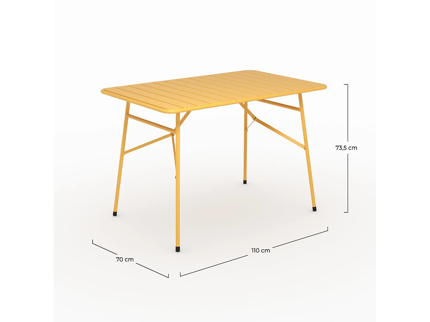 Table de jardin en metal jaune beurre 4 personnes - Yumi