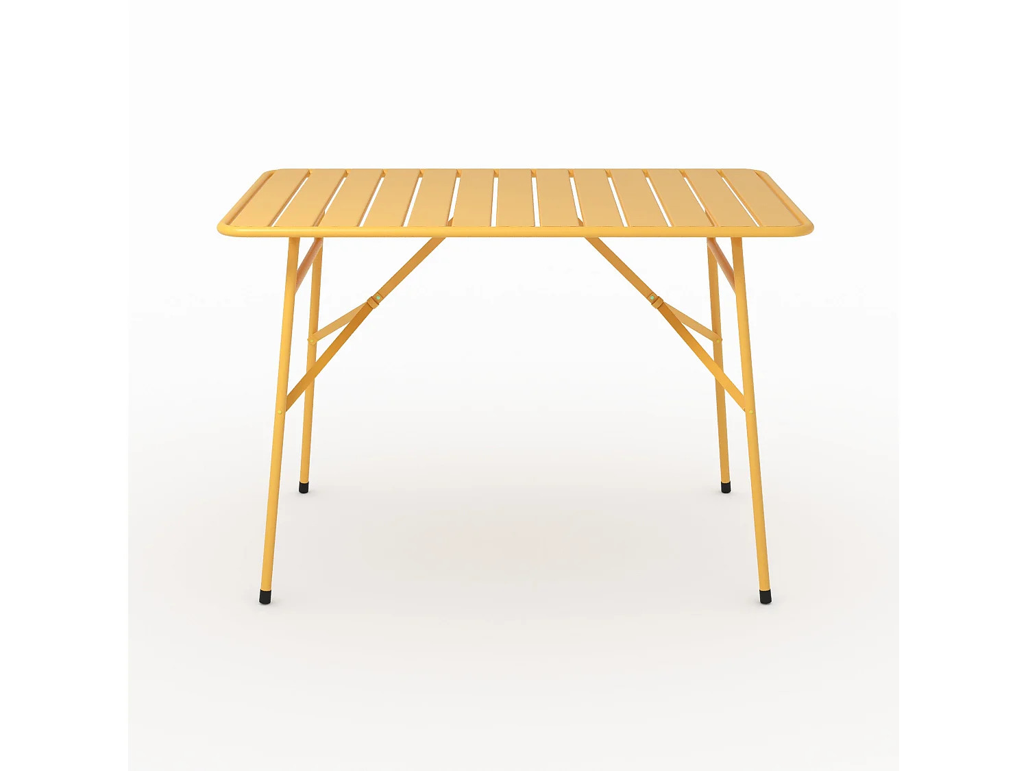 Table de jardin en metal jaune beurre 4 personnes - Yumi