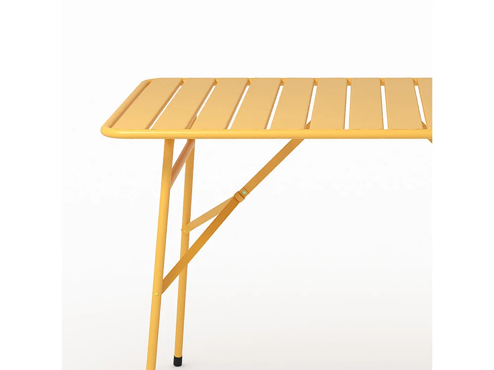 Table de jardin en metal jaune beurre 4 personnes - Yumi