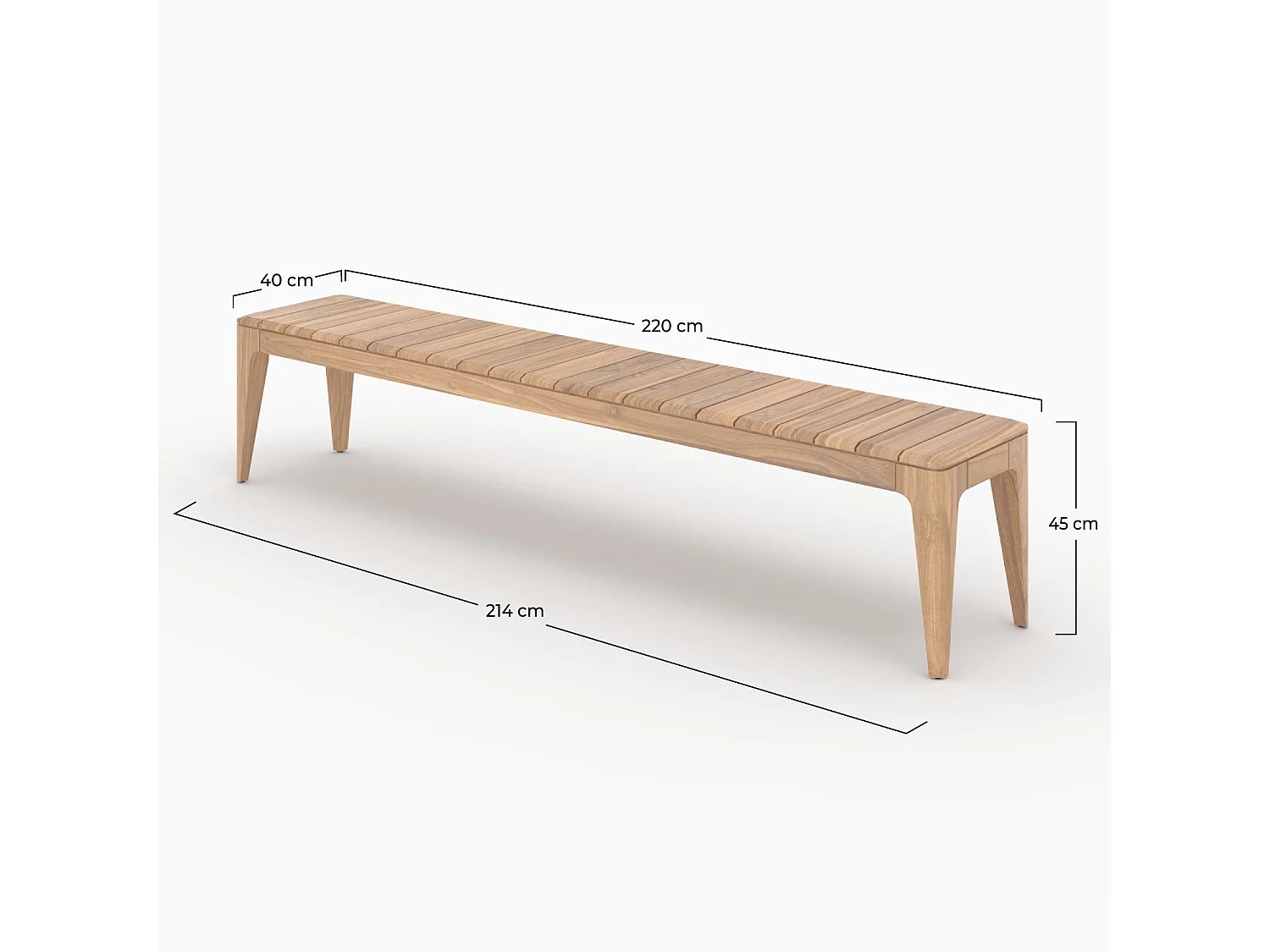 Banc de jardin en bois de teck recyclé 5 personnes - Nonza