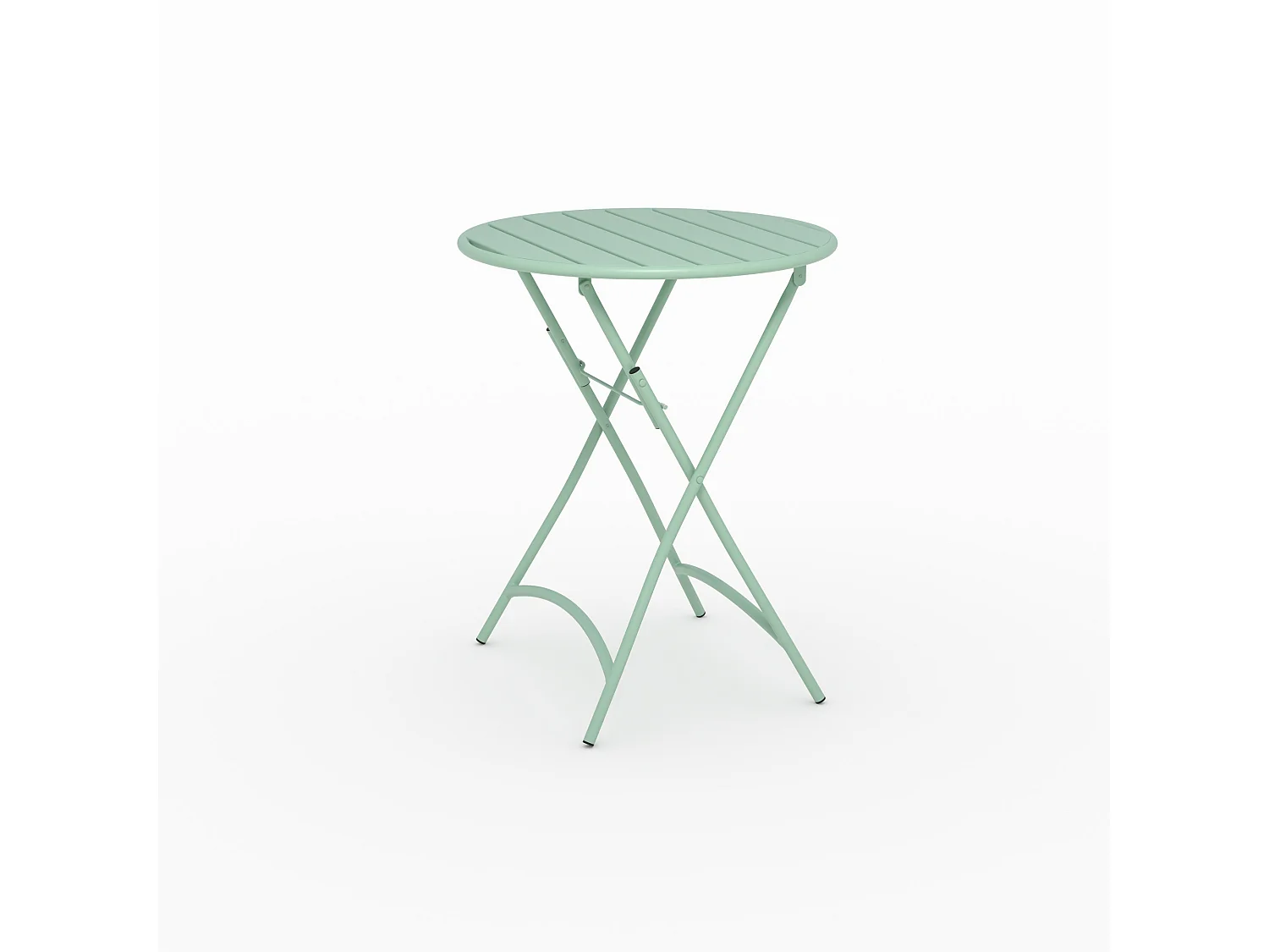 Table de jardin ronde et pliante en metal vert clair 2 personnes - Yumi