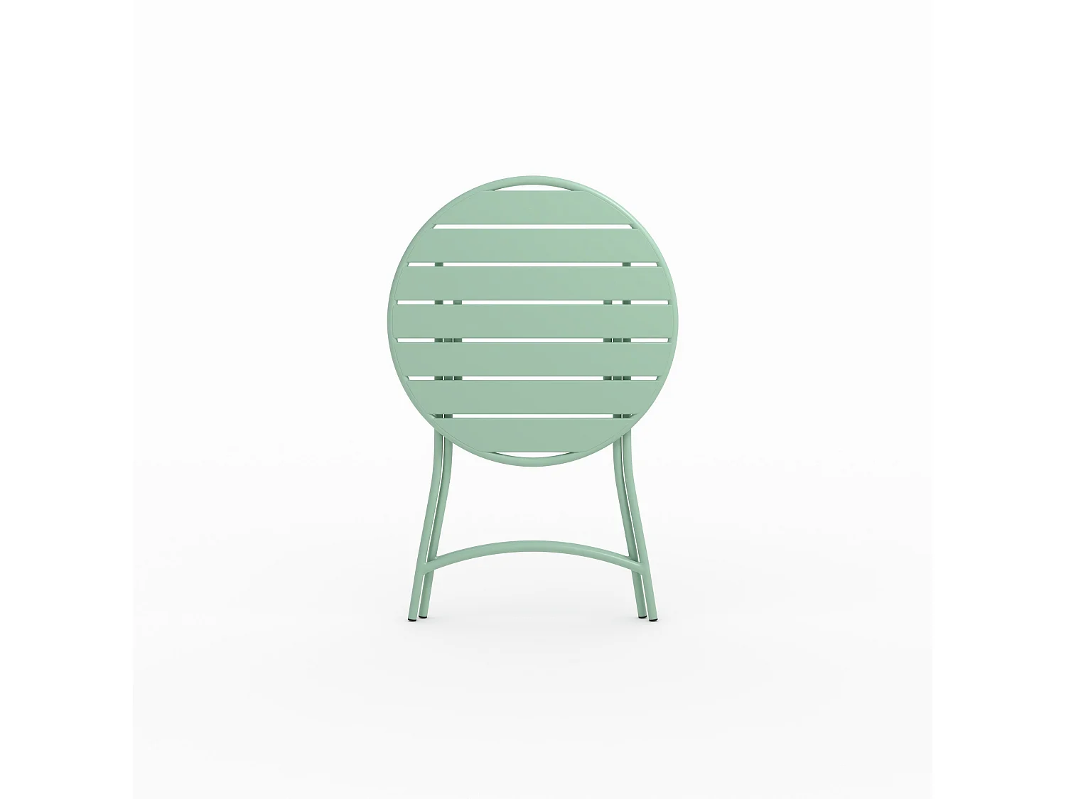 Table de jardin ronde et pliante en metal vert clair 2 personnes - Yumi