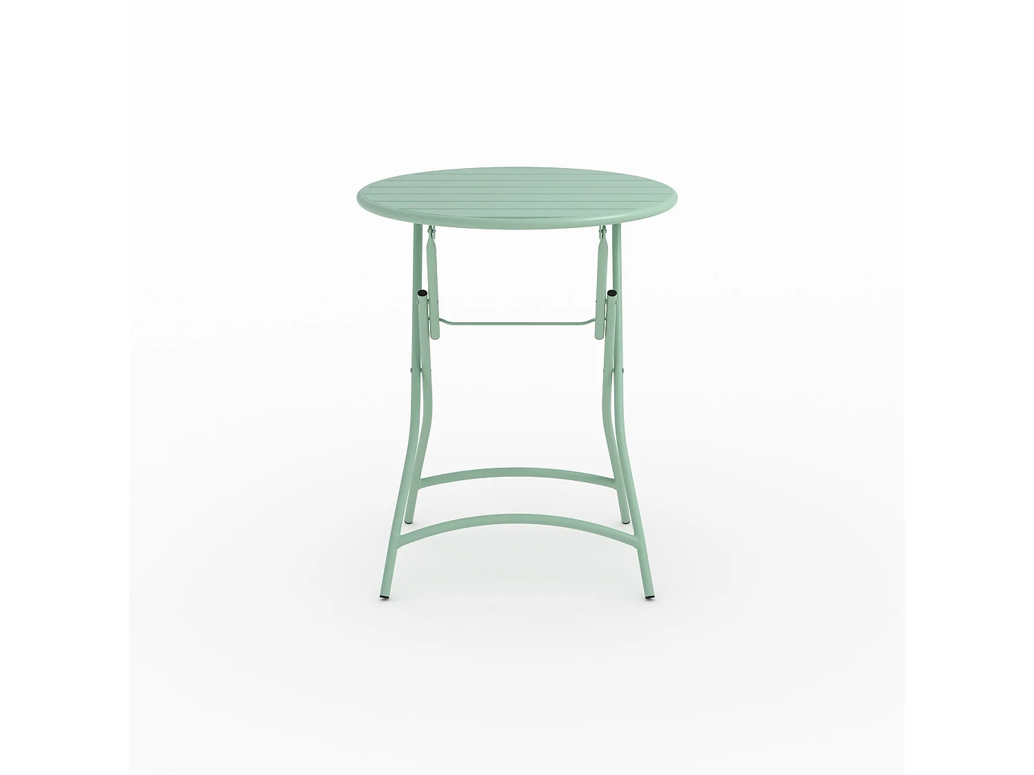 Table de jardin ronde et pliante en metal vert clair 2 personnes - Yumi