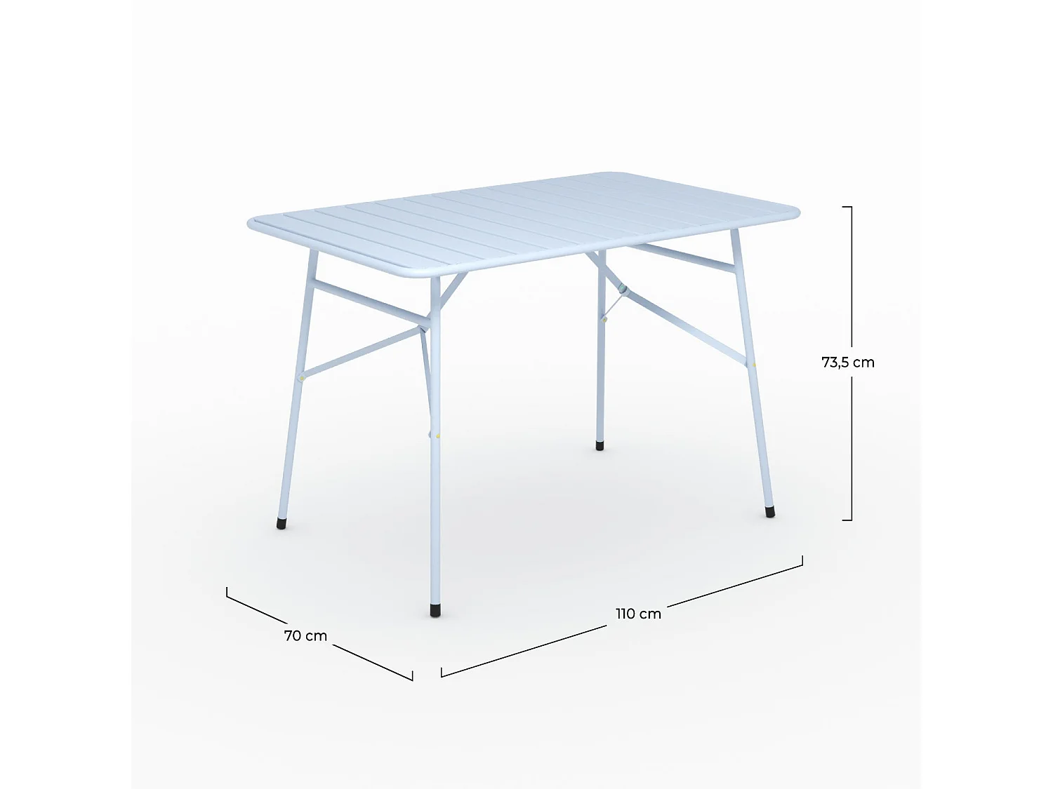 Table de jardin en metal bleu pastel 4 personnes - Yumi