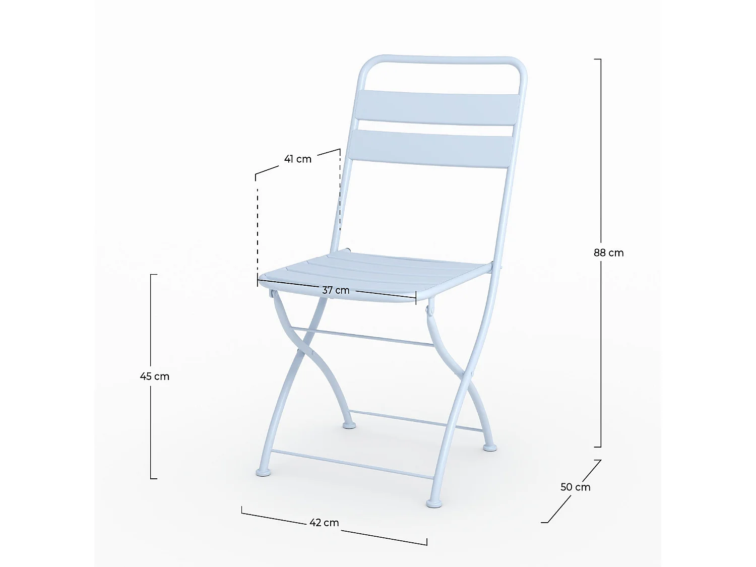 Lot de 2 chaises de jardin en métal bleu pastel, pliantes - Yumi
