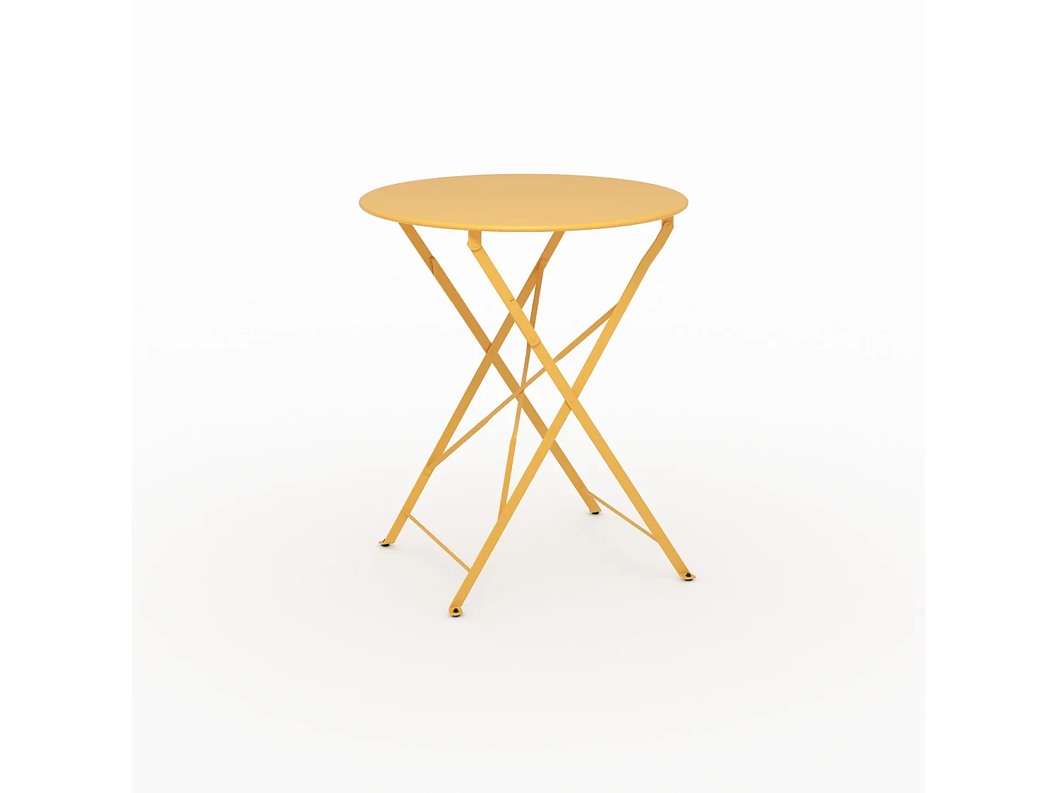 Table de jardin ronde et pliante en métal jaune beurre 2 personnes - Kayla