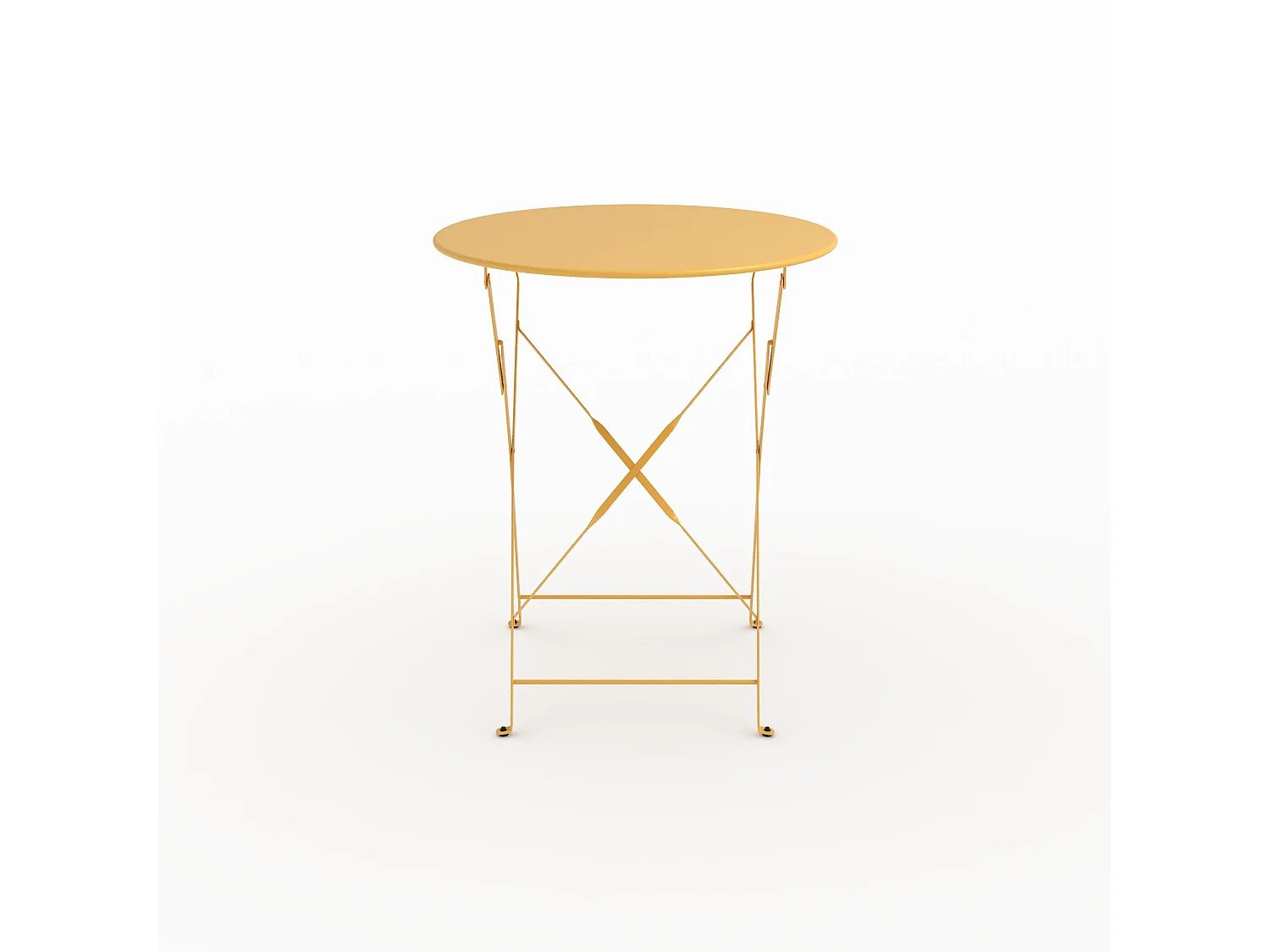 Table de jardin ronde et pliante en métal jaune beurre 2 personnes - Kayla