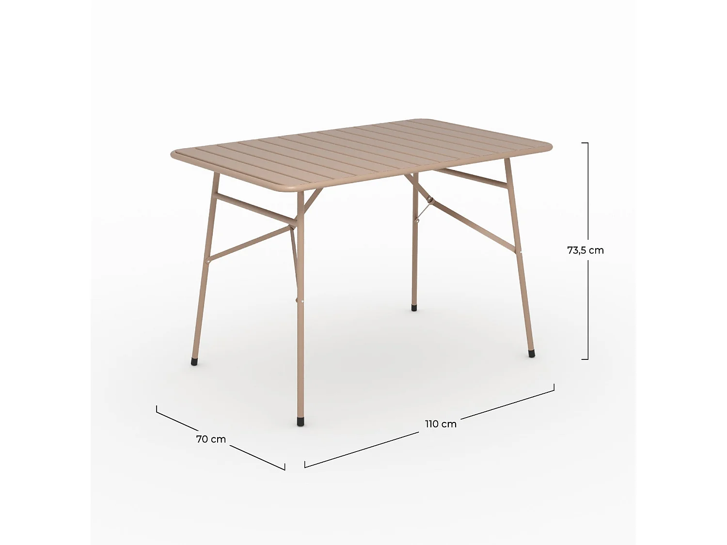Table de jardin en metal taupe 4 personnes - Yumi
