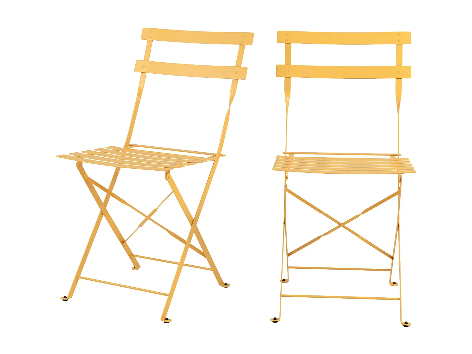 Set di 2 sedie da giardino in metallo giallo burro, pieghevoli - Kayla