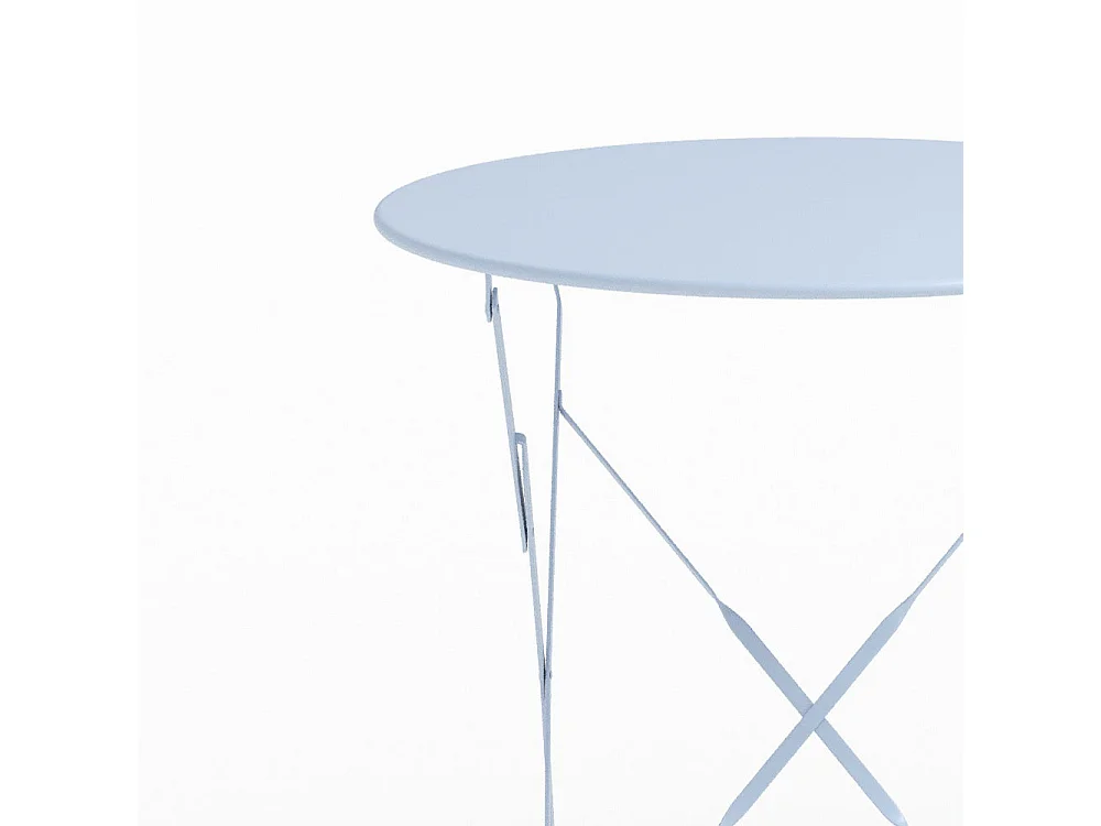 Table de jardin ronde et pliante en métal bleu pastel 2 personnes - Kayla