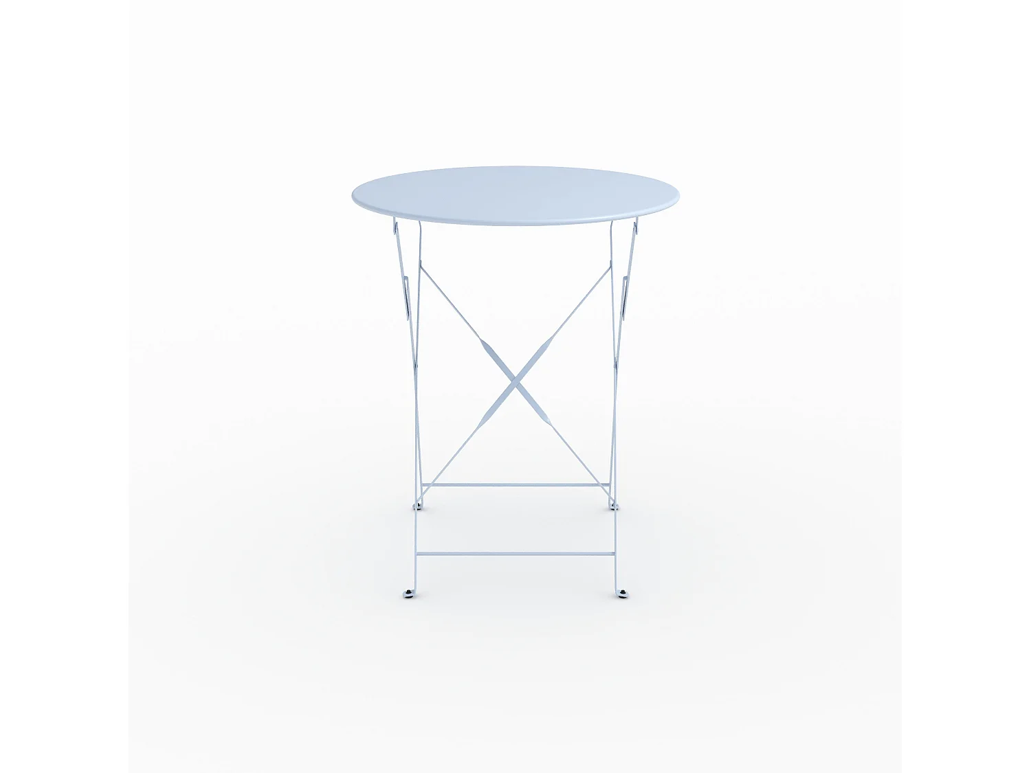 Table de jardin ronde et pliante en métal bleu pastel 2 personnes - Kayla