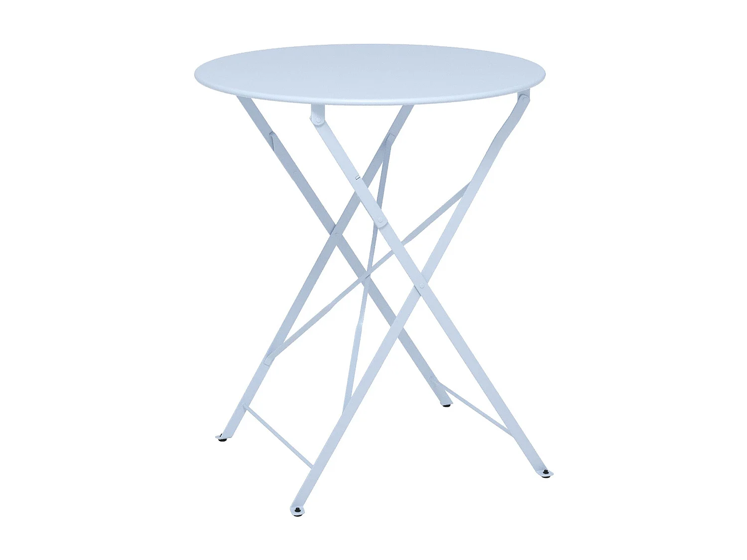Table de jardin ronde et pliante en métal bleu pastel 2 personnes - Kayla