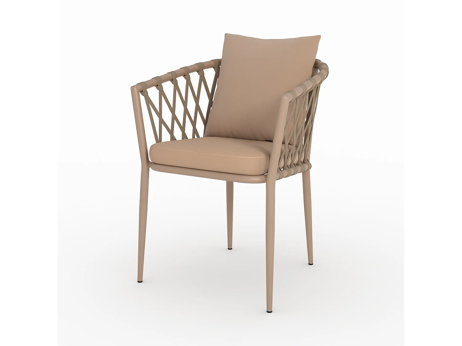 Lot de 2 chaises de jardin en métal et tissu taupe - Dulcy