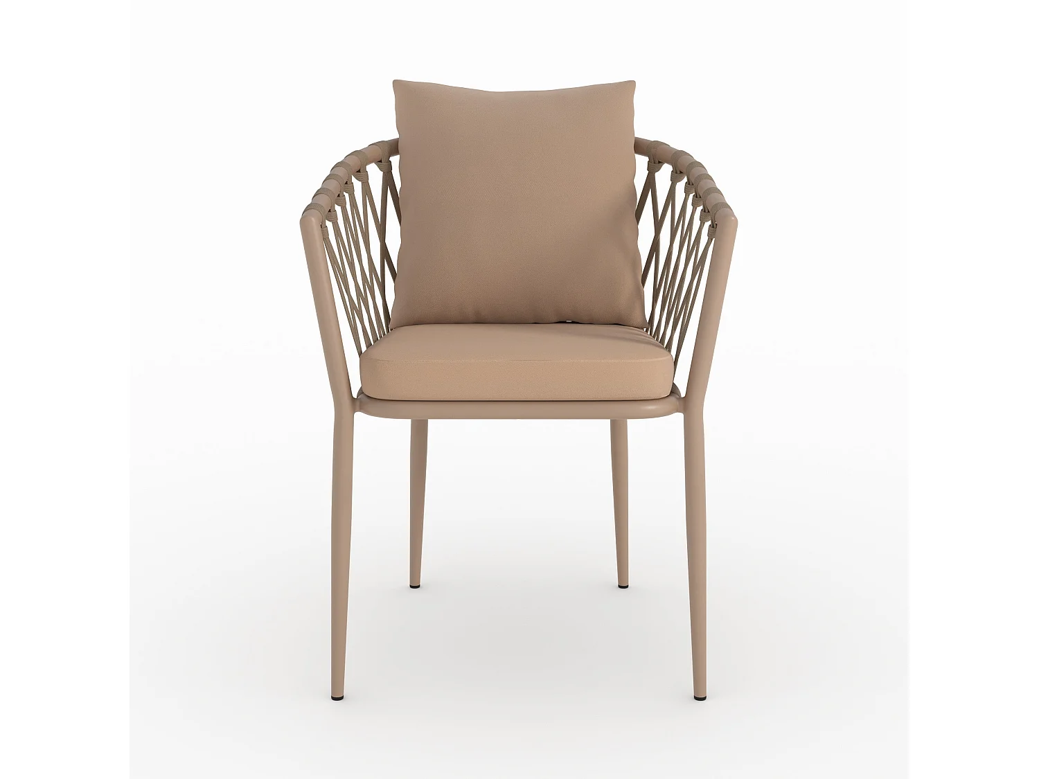 Lot de 2 chaises de jardin en métal et tissu taupe - Dulcy