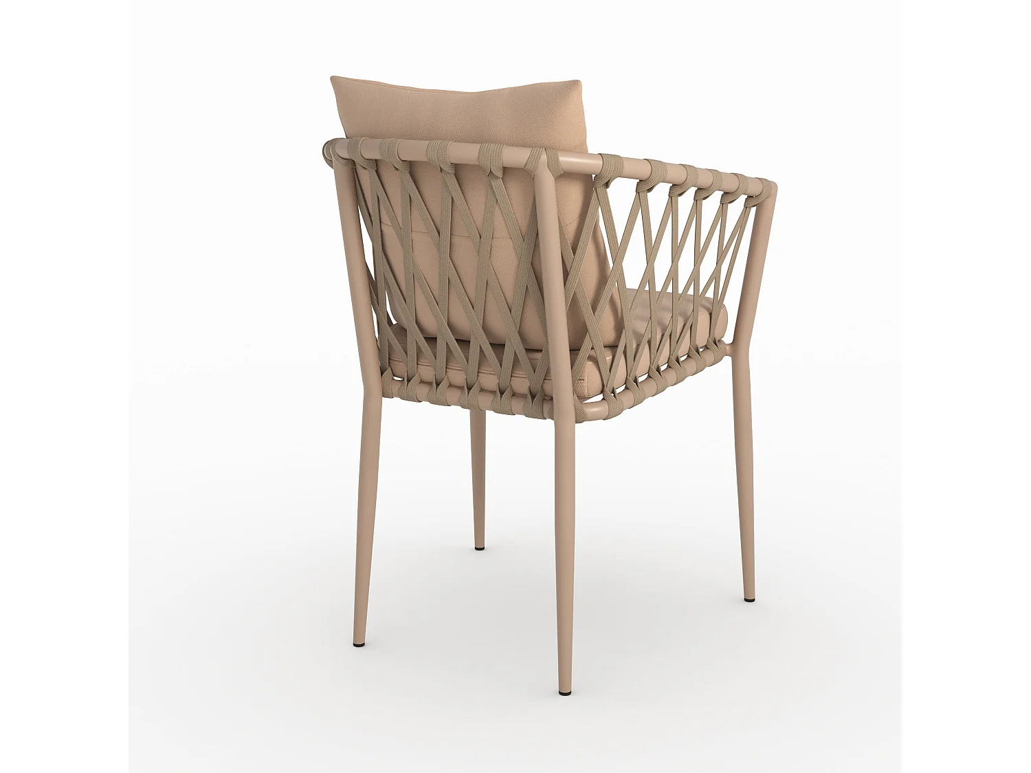 Lot de 2 chaises de jardin en métal et tissu taupe - Dulcy