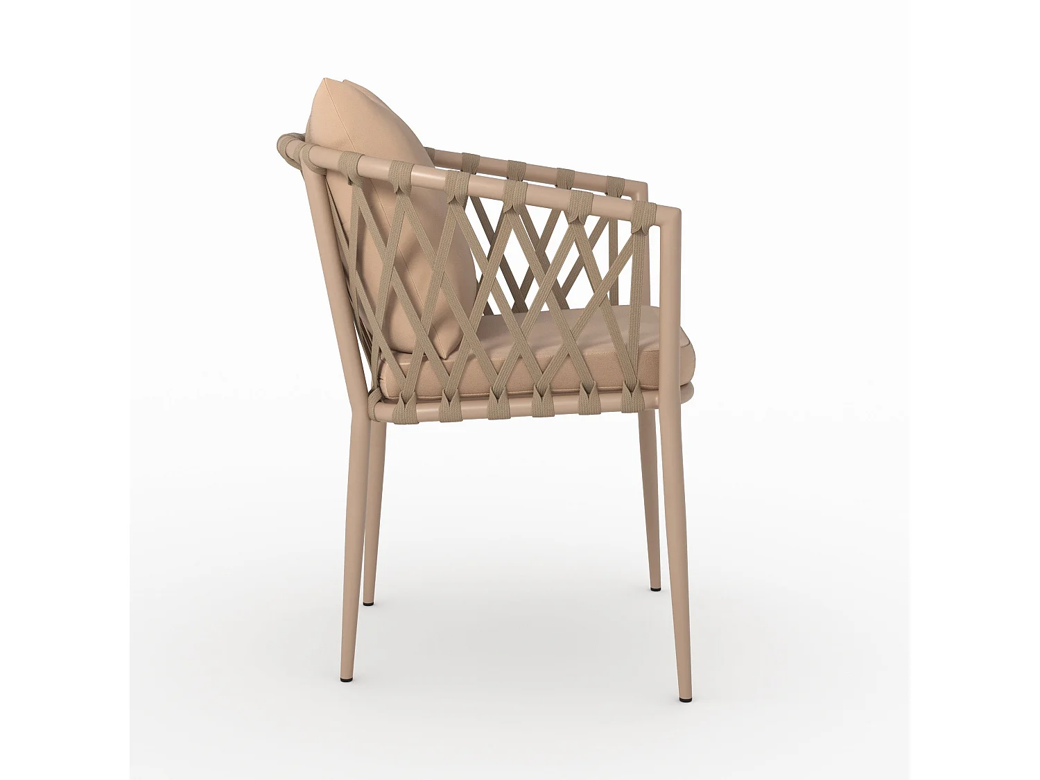 Lot de 2 chaises de jardin en métal et tissu taupe - Dulcy