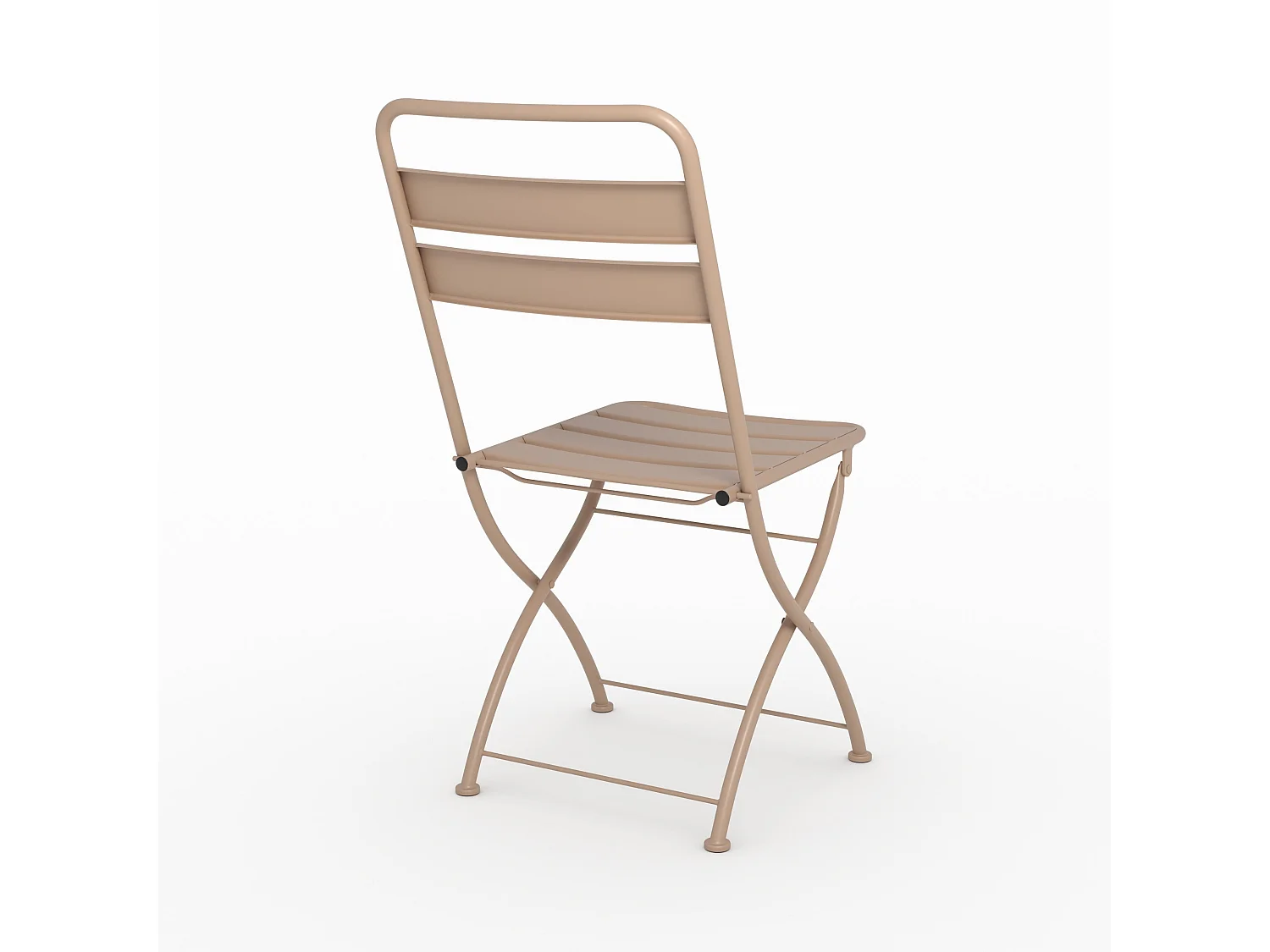 Lot de 2 chaises de jardin en métal taupe, pliantes - Yumi