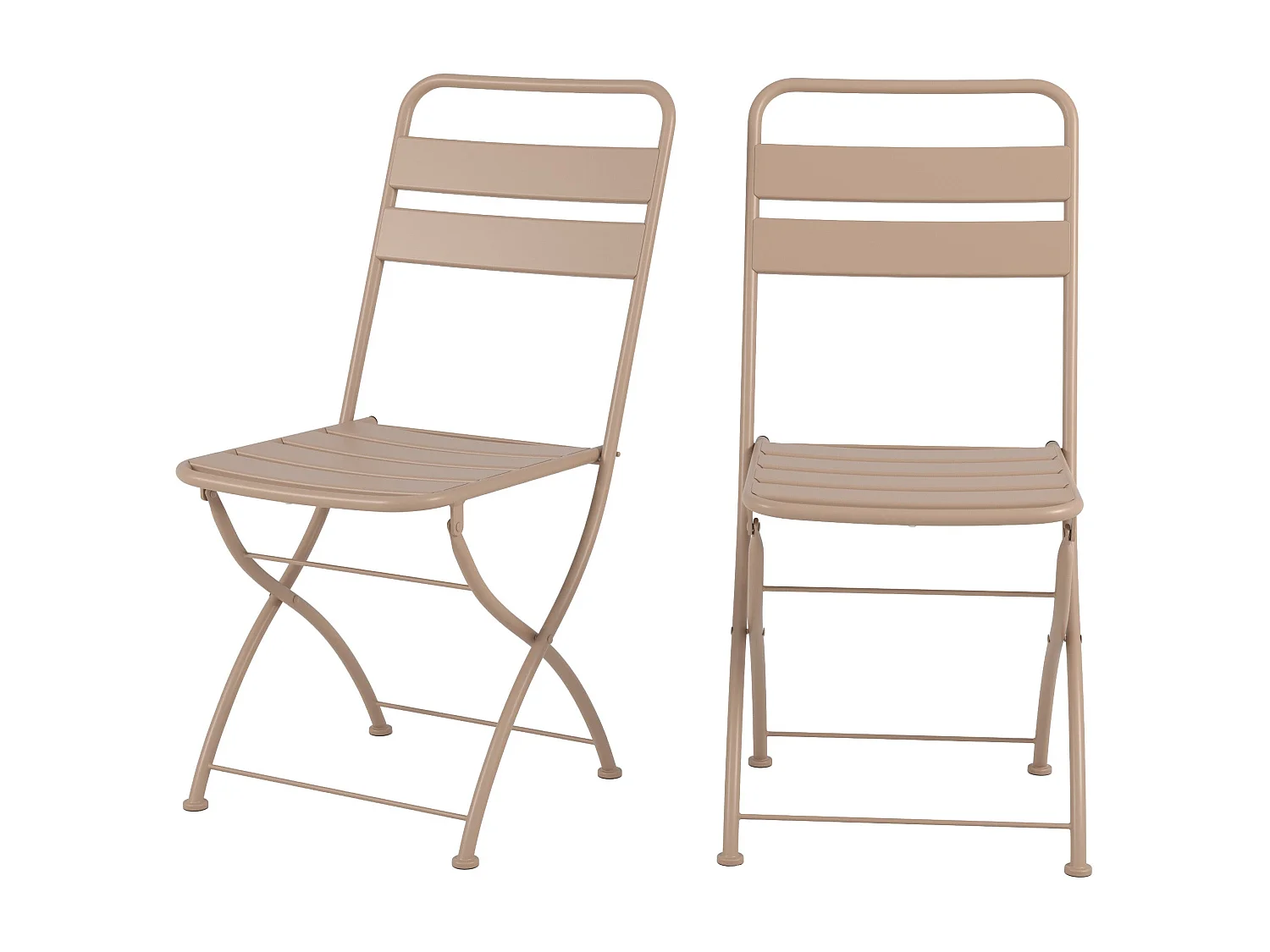 Conjunto de 2 sillas de jardín de metal topo, plegables - Yumi