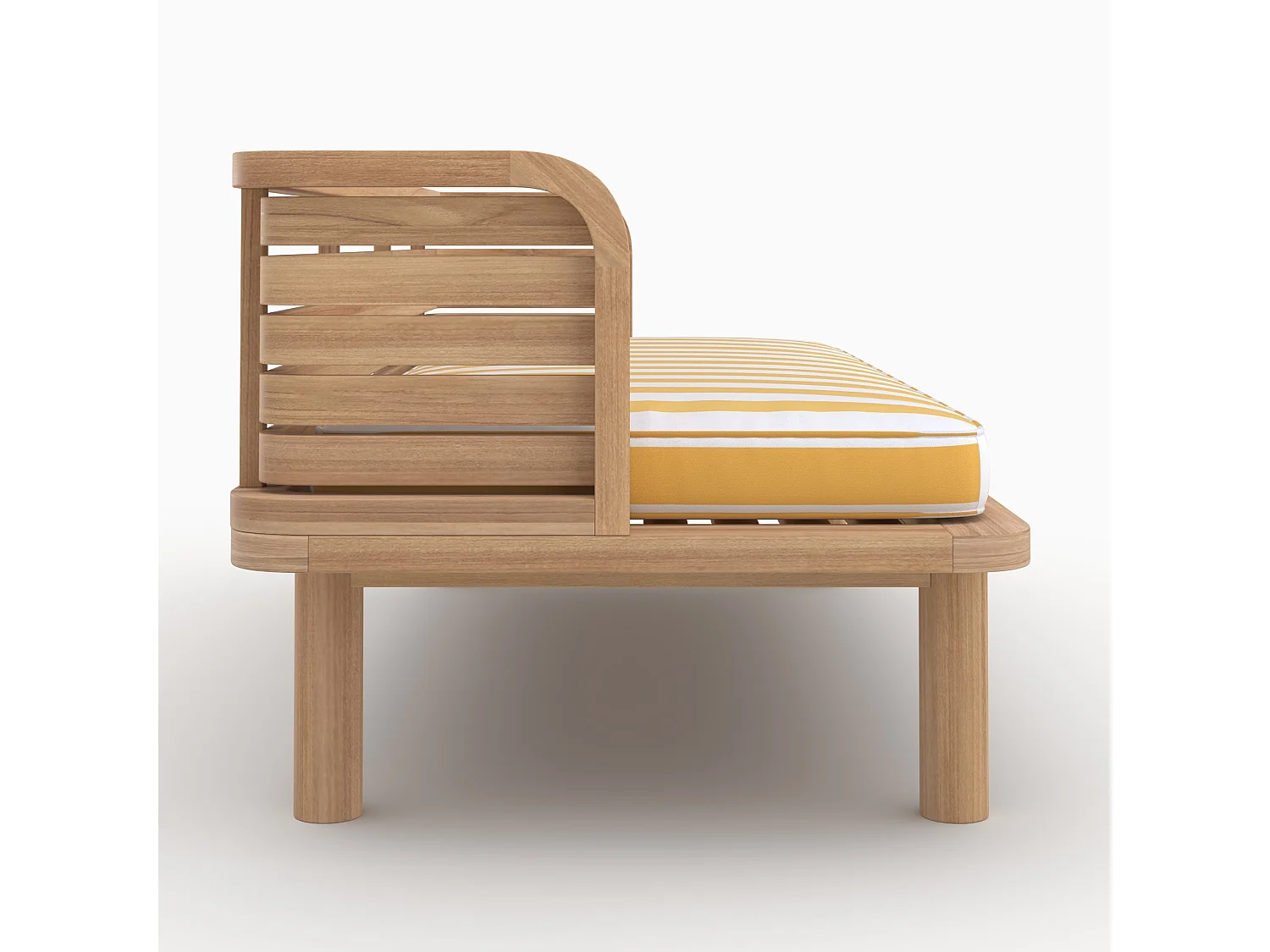 Divano da giardino in teak massiccio e cuscino a righe giallo 2 posti - Kilda