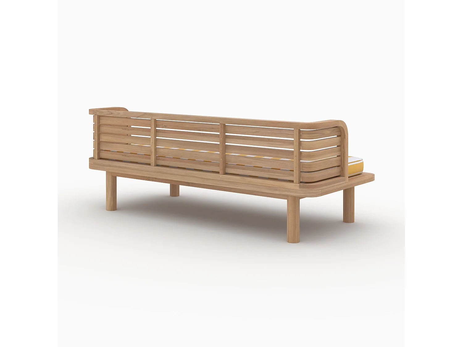 Divano da giardino in teak massiccio e cuscino a righe giallo 2 posti - Kilda