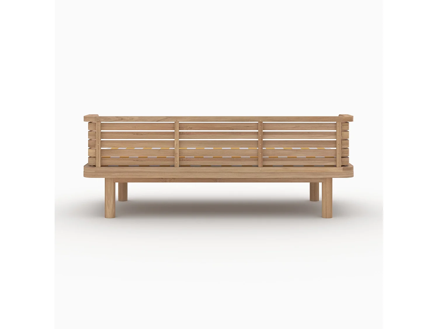 Divano da giardino in teak massiccio e cuscino a righe giallo 2 posti - Kilda