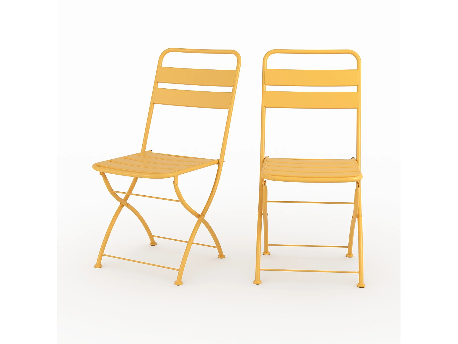 Lot de 2 chaises de jardin en métal jaune beurre, pliantes - Yumi