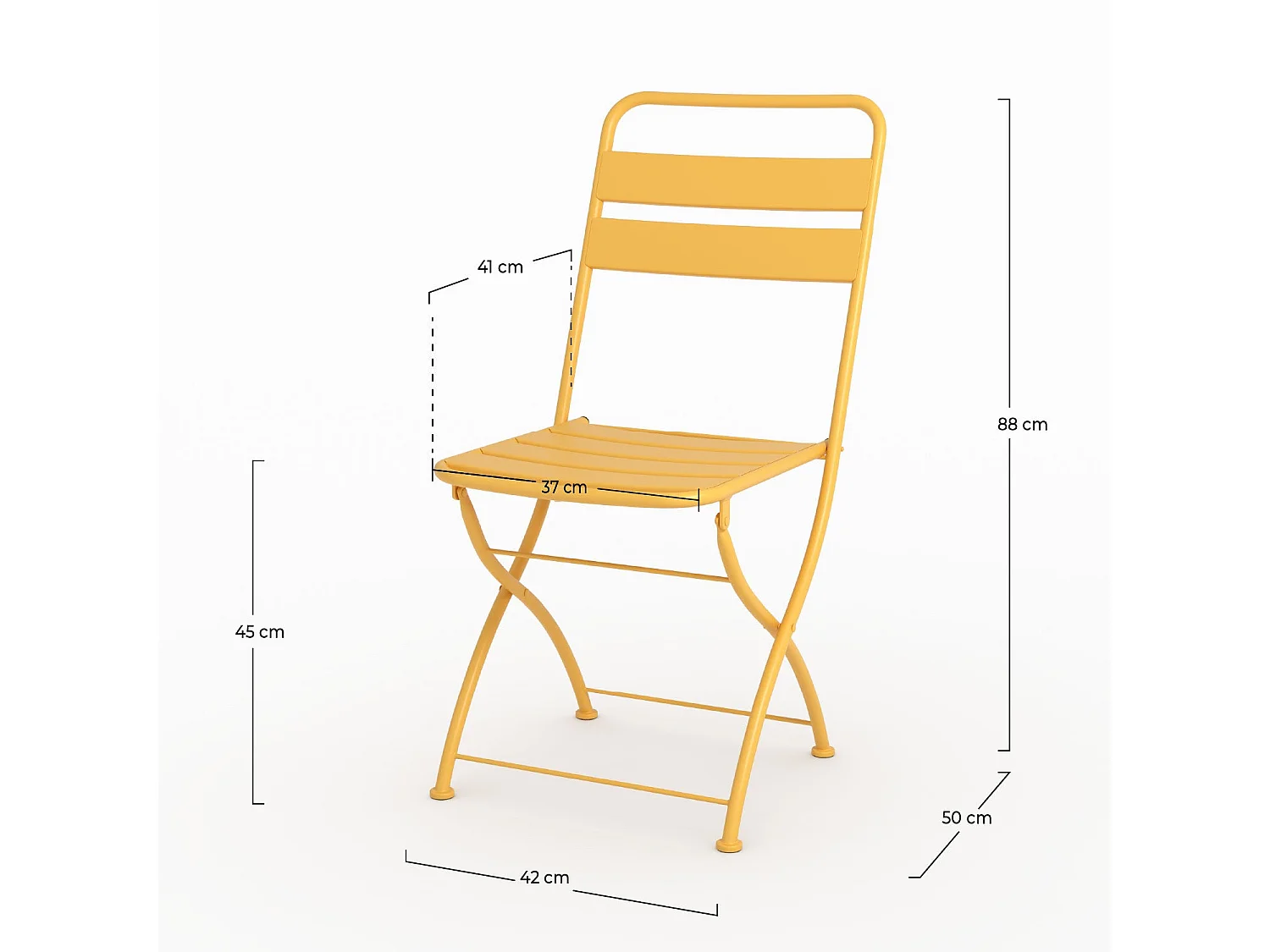Lot de 2 chaises de jardin en métal jaune beurre, pliantes - Yumi