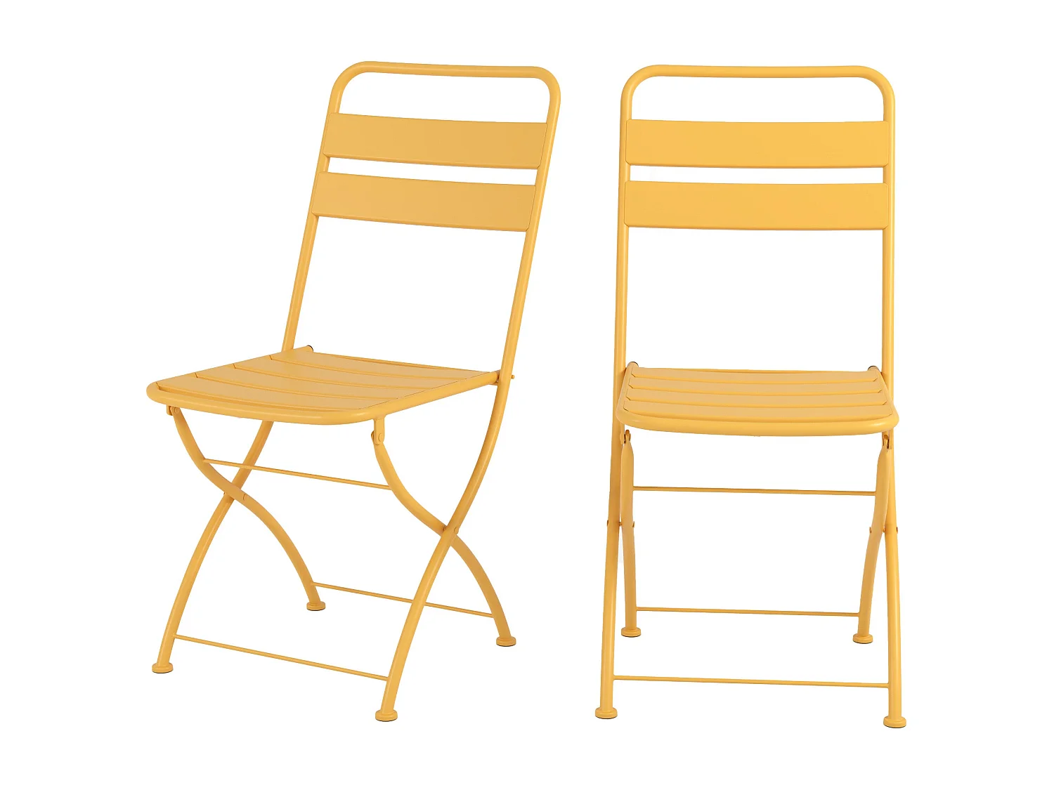 Set di 2 sedie da giardino in metallo giallo burro, pieghevoli - Yumi