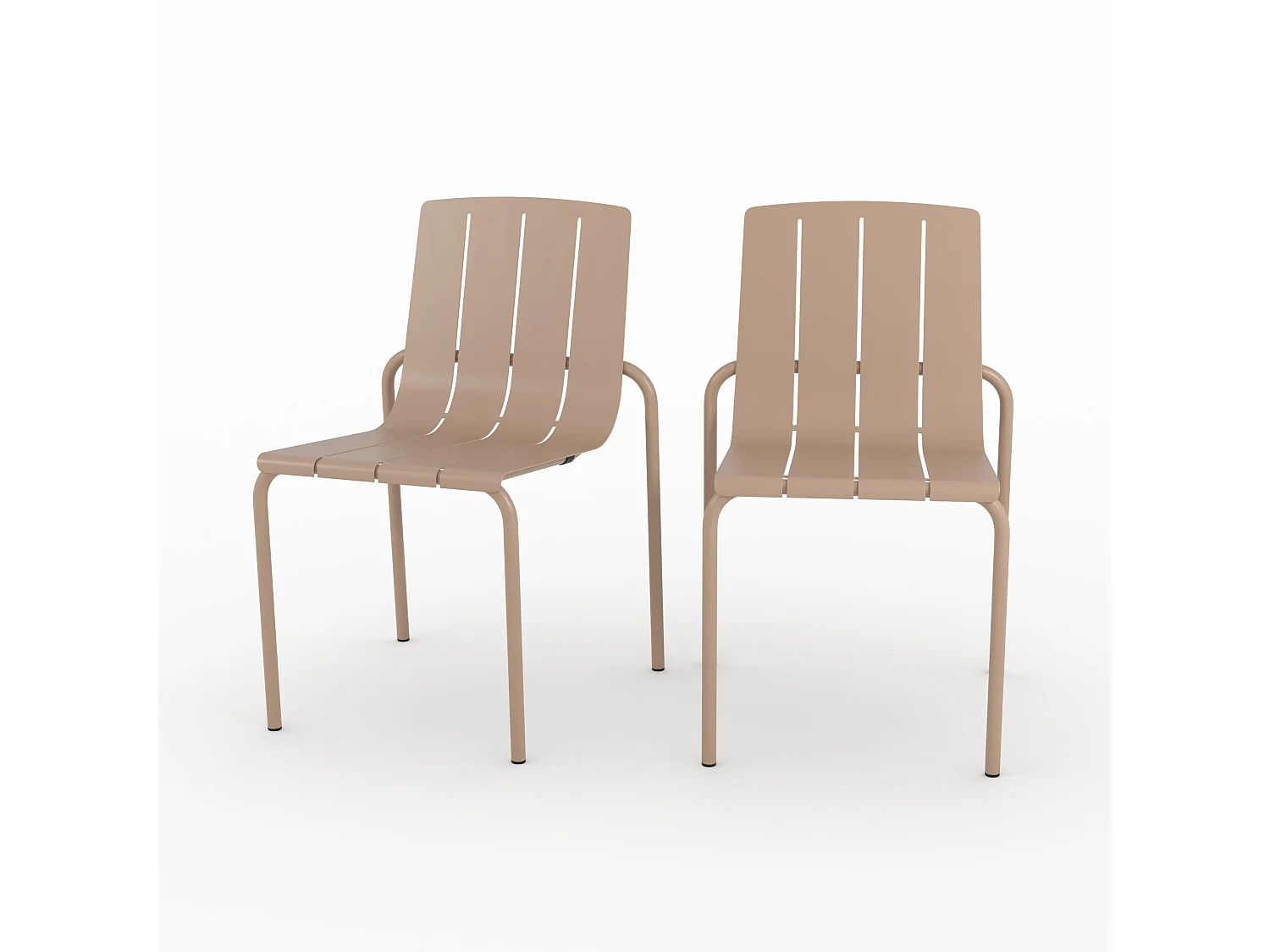 Lot de 2 chaises de jardin en métal taupe - Suna