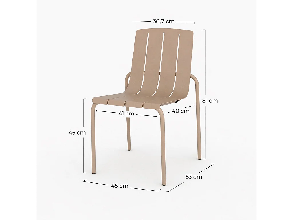 Lot de 2 chaises de jardin en métal taupe - Suna
