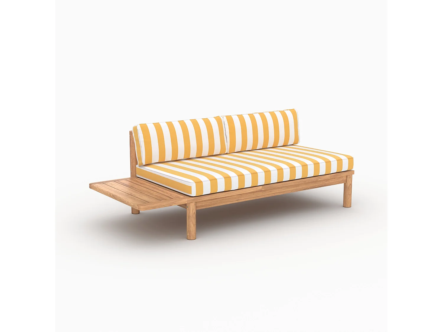 Divano da giardino in teak massiccio e cuscini a righe gialle 2 posti - Nadila
