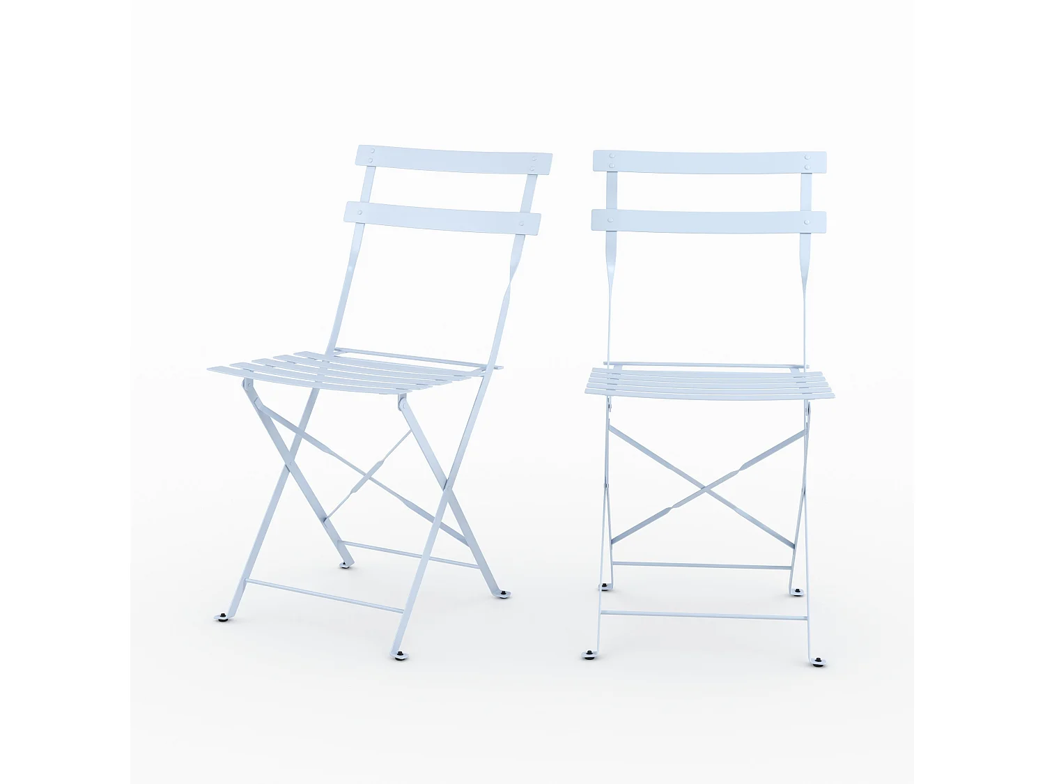Lot de 2 chaises de jardin en métal bleu pastel, pliantes - Kayla