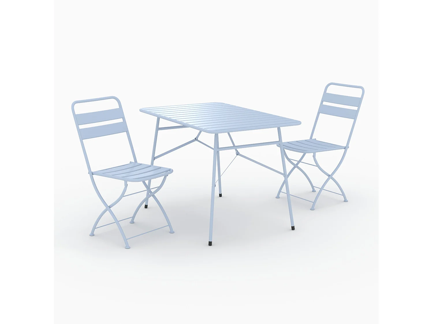 Tavolo e sedie da giardino pieghevoli per 4 persone in metallo blu - Yumi