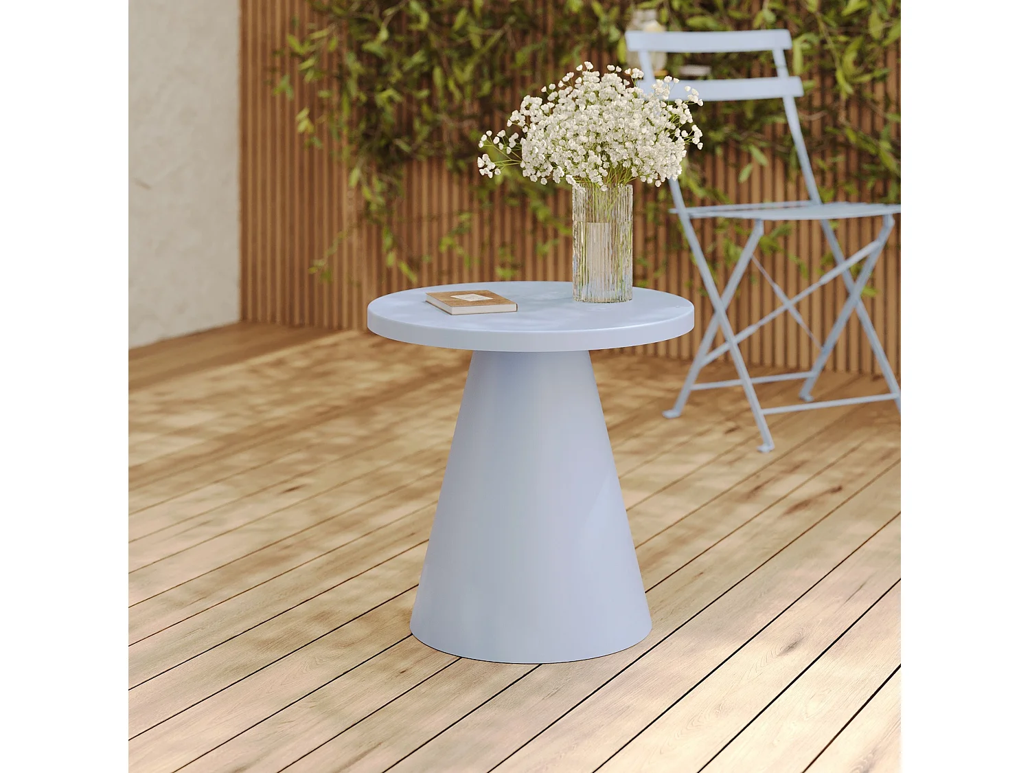 Table d'appoint de jardin en métal bleu pastel D45 cm  - Azuri