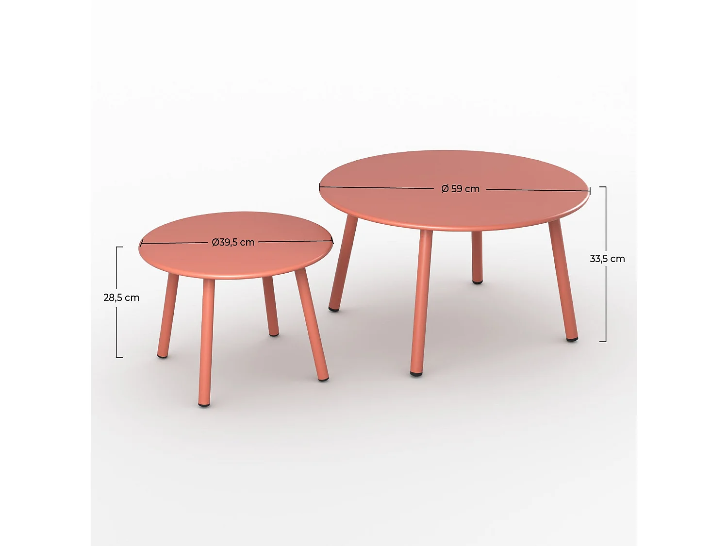 Tables d'appoints de jardin en métal terracotta (lot de 2) - Féria