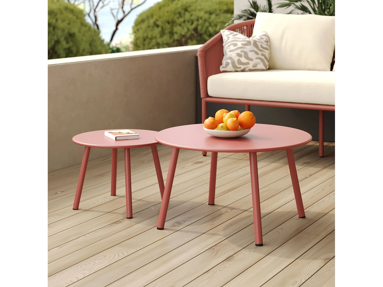 Tavolini da giardino in metallo terracotta (set di 2) - Féria