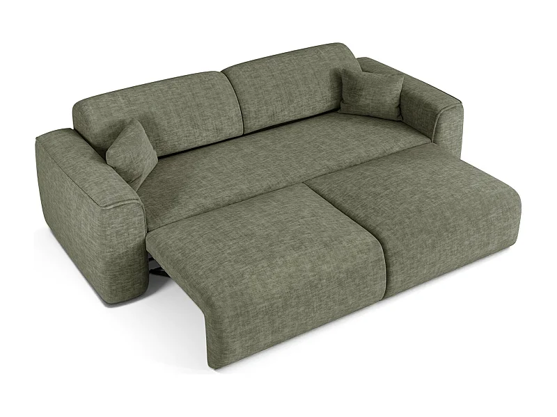 Canapé convertible 4 places velours texturé vert sauge YUMA