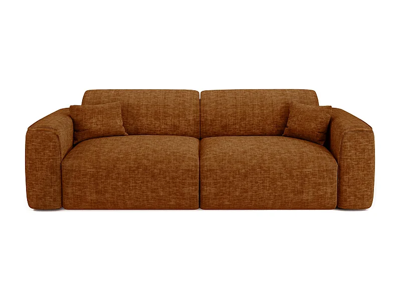 Canapé convertible 4 places velours texturé brun YUMA