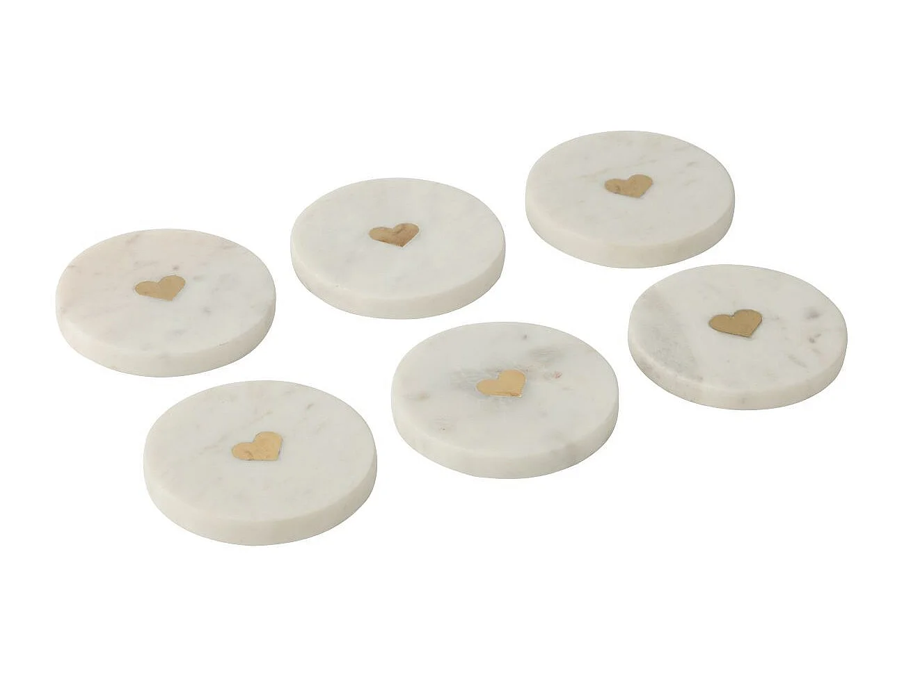 Lot de 6 Dessous de Verre en Marbre "Marci" 10cm Blanc