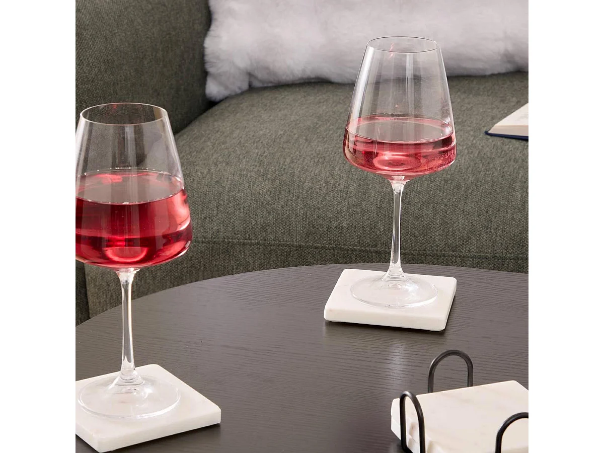 Lot de 4 Dessous de Verre en Marbre "Morris" 10cm Blanc