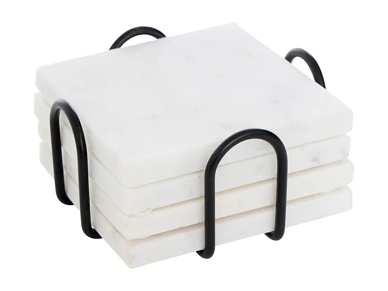 Lot de 4 Dessous de Verre en Marbre "Morris" 10cm Blanc