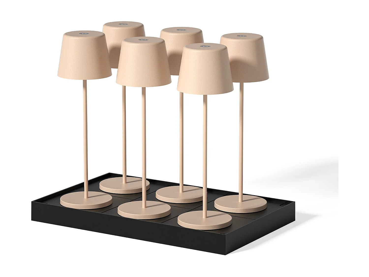 6 Lampes de table KELLY Sable H38cm + base de chargement