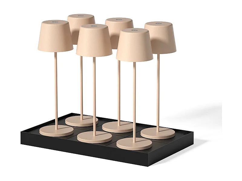 6 Lampes de table KELLY Sable H38cm + base de chargement