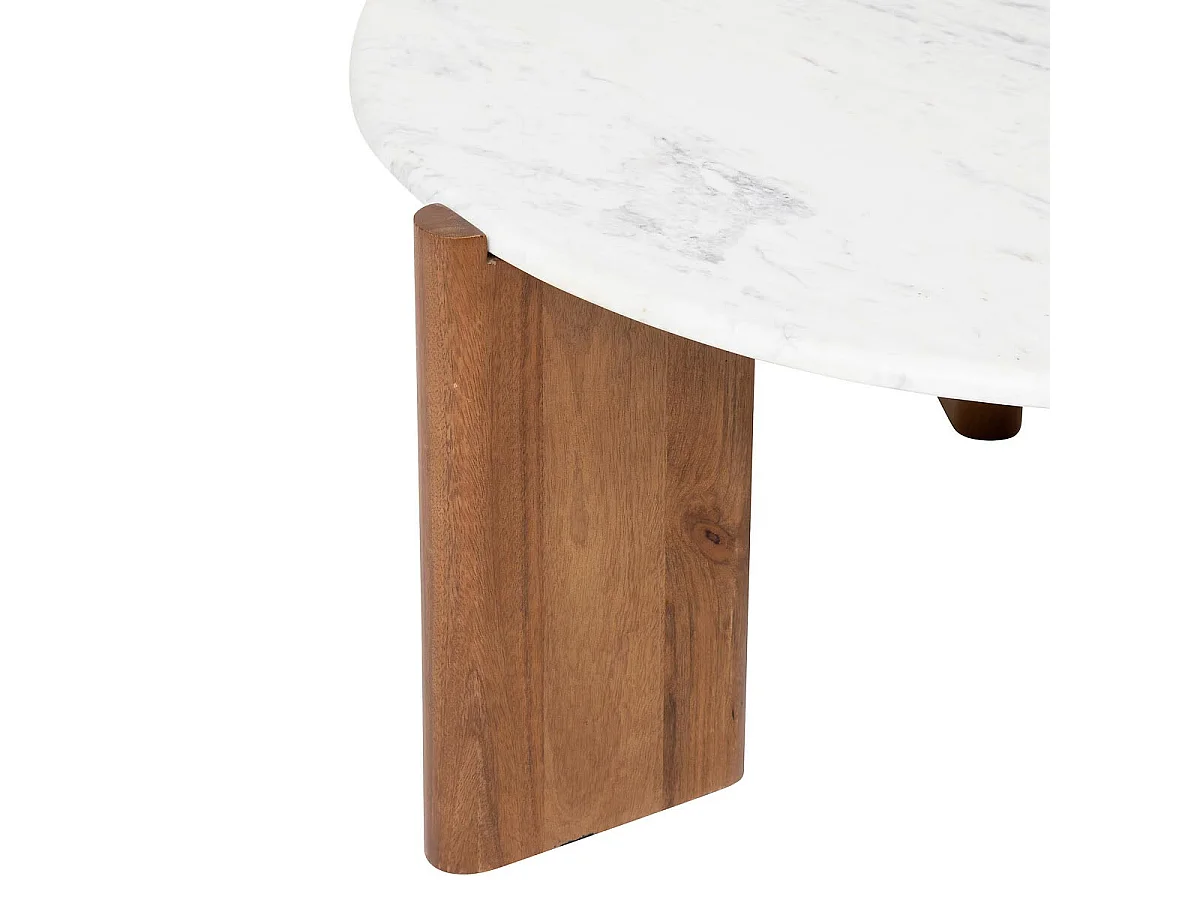 Table Basse en Marbre "Nanda" 91cm Naturel & Blanc