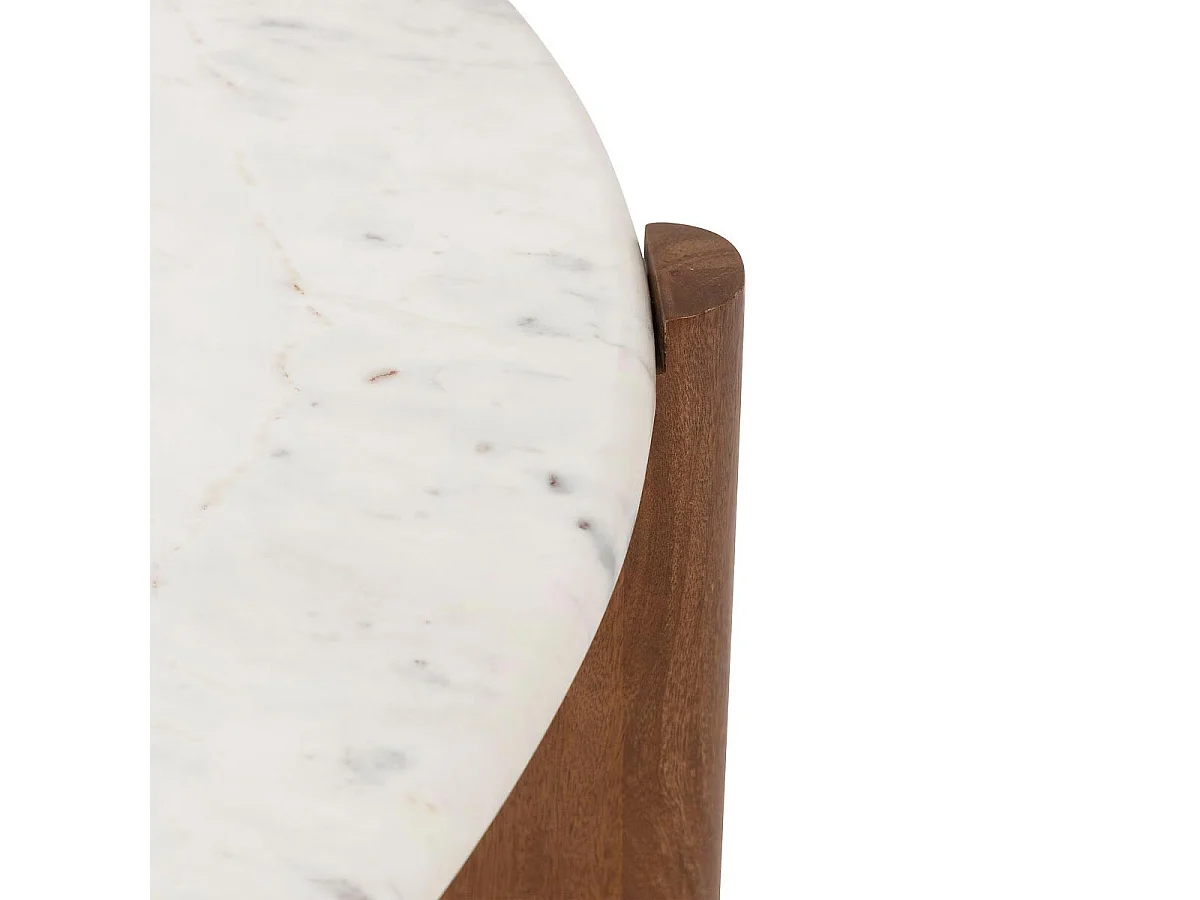 Table Basse en Marbre "Nanda" 91cm Naturel & Blanc